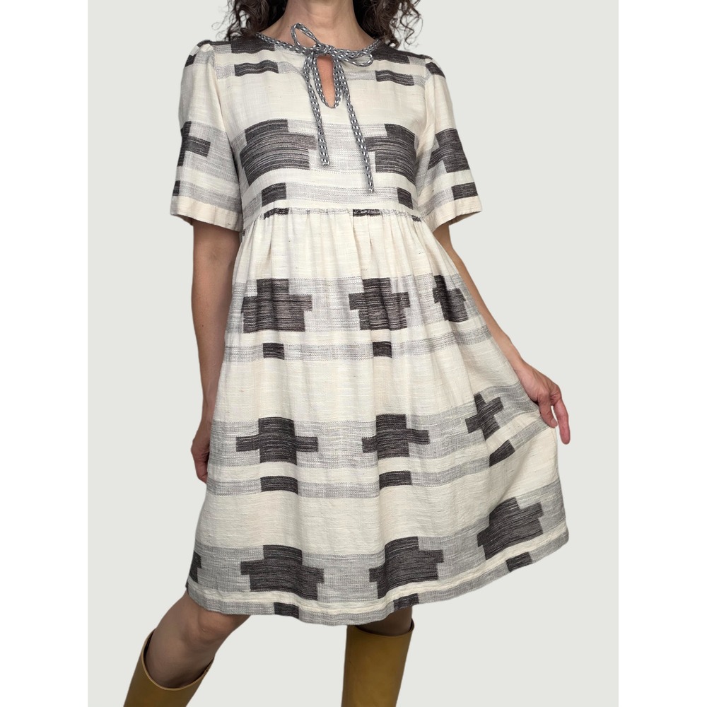 Ace & Jig Augusta Dress Mural Jacquard Woven Cotton Puff Sleeve Dress S